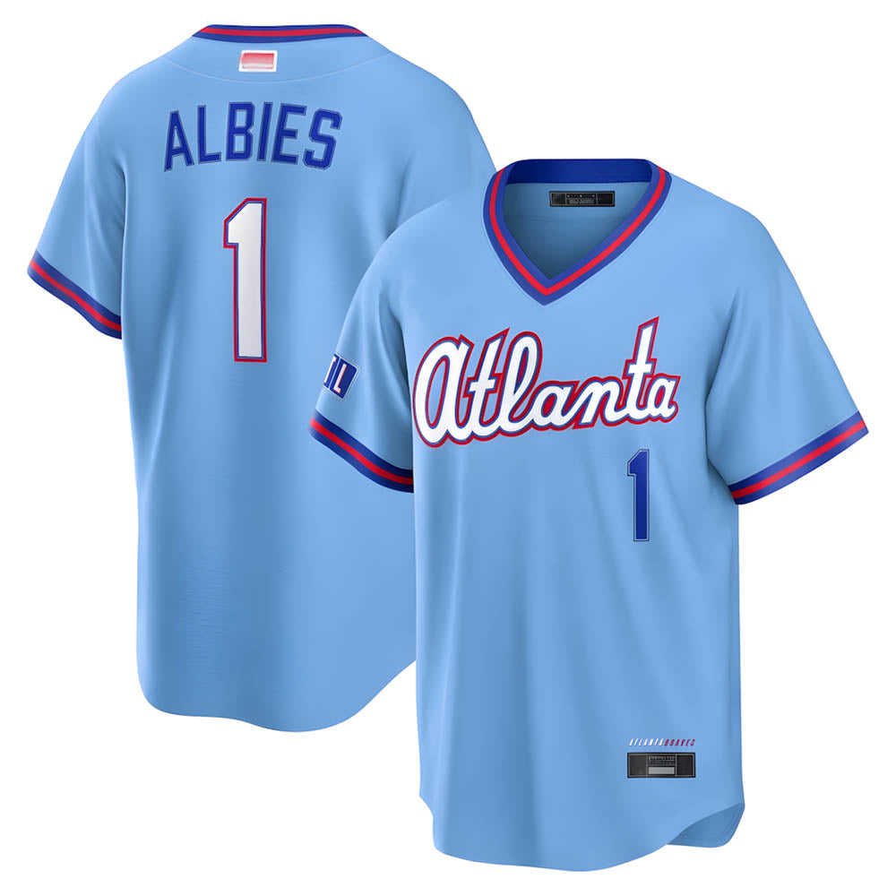 Vanessashop A.Braves #1 Ozzie Albies Player Powder Blue 2026 City Connect T shirt Stitched Jerseys
