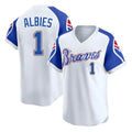 Vanessashop A.Braves #1 Ozzie Albies Player White Limited Throwback Cooperstown Collection Stitched Jerseys