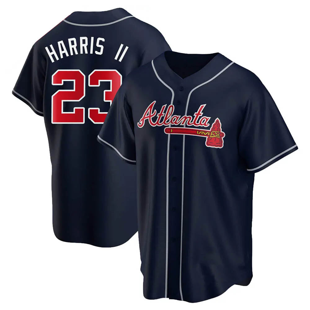 Vanessashop A.Braves #23 Michael Harris II player Navy Replica Alternate Stitched Jerseys