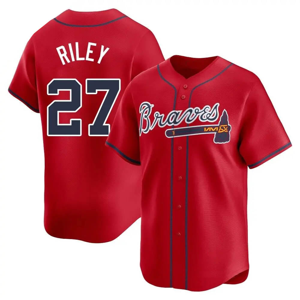 Vanessashop A.Braves #27 Austin Riley Player Red Limited Alternate Stitched Jerseys