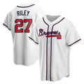Vanessashop A.Braves #27 Austin Riley Player White Replica Home Stitched Jerseys