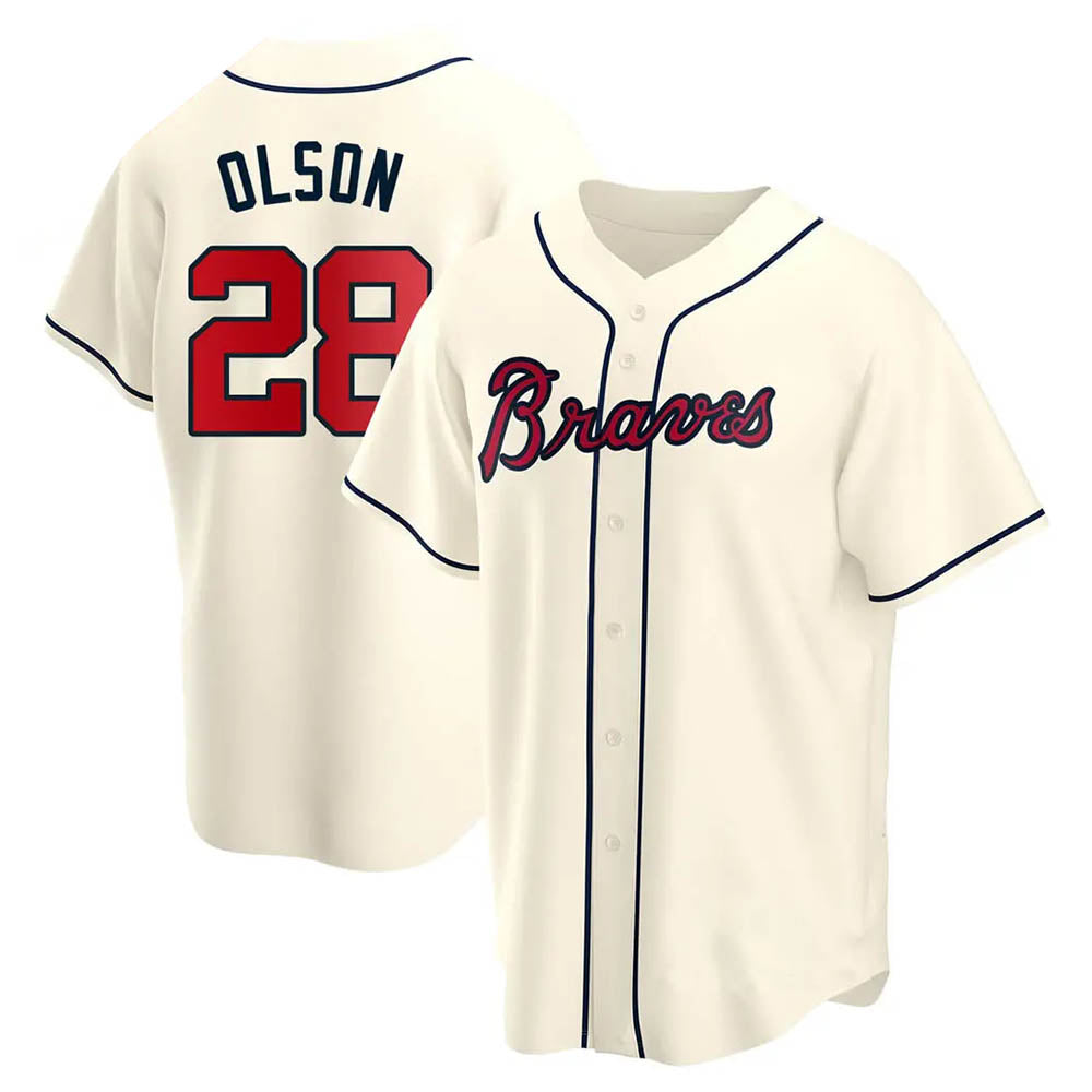 Vanessashop A.Braves #28 Matt Olson Player Cream Replica Alternate Stitched Jerseys