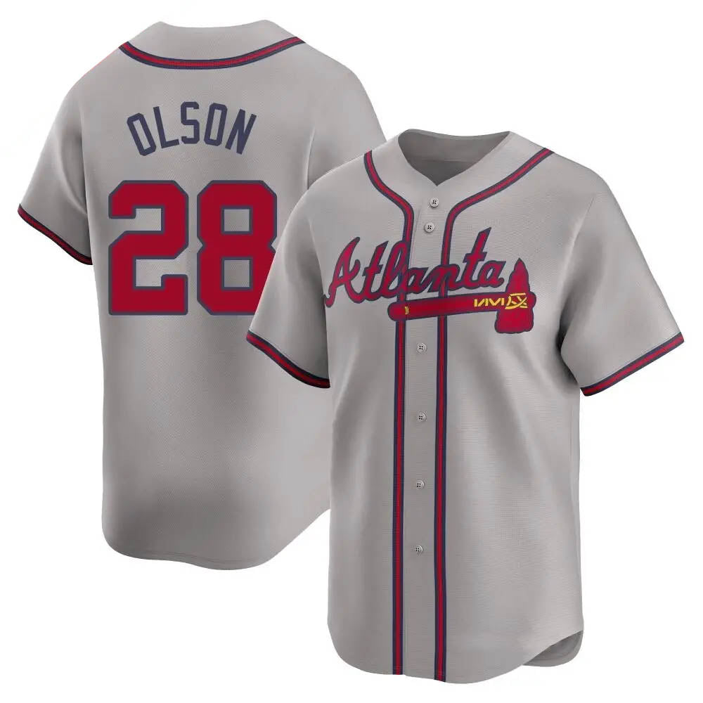 Vanessashop A.Braves #28 Matt Olson Player Gray Limited Away Stitched Jerseys