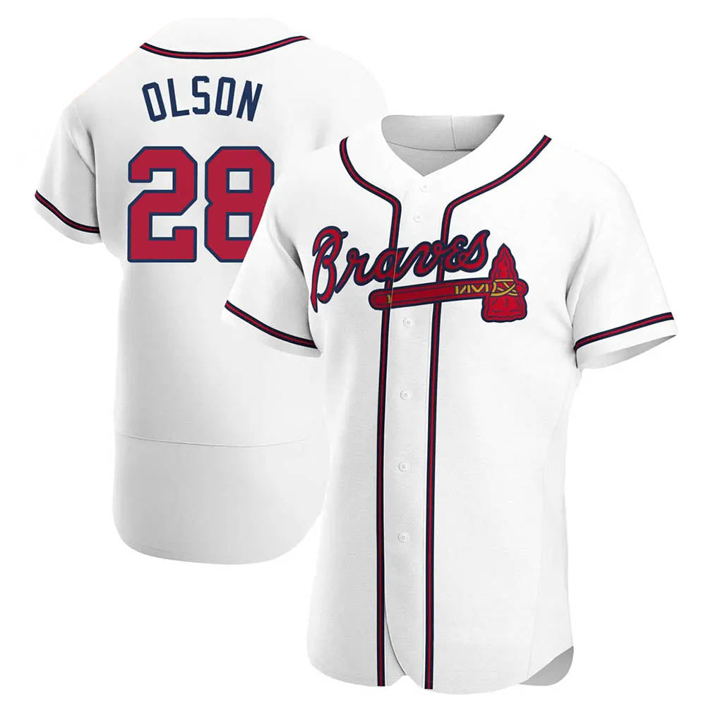 Vanessashop A.Braves #28 Matt Olson Player White Authentic Home Stitched Jerseys