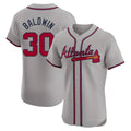 Vanessashop A.Braves #30 Drake Baldwin player Gray Elite Road Stitched Jerseys