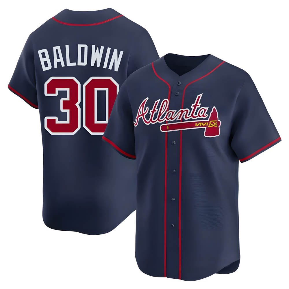 Vanessashop A.Braves #30 Drake Baldwin player Navy Limited Alternate Stitched Jerseys
