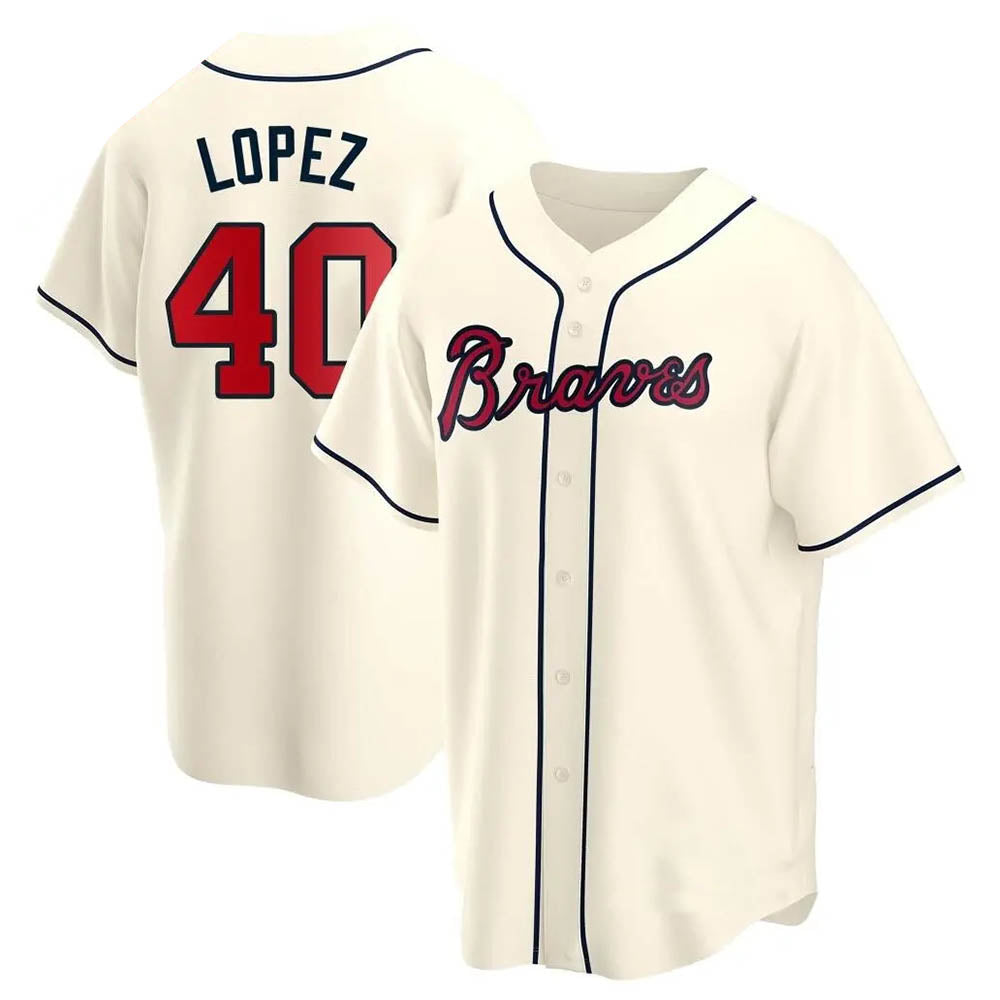 Vanessashop A.Braves #40 Reynaldo Lopez player Cream Replica Alternate Stitched Jerseys