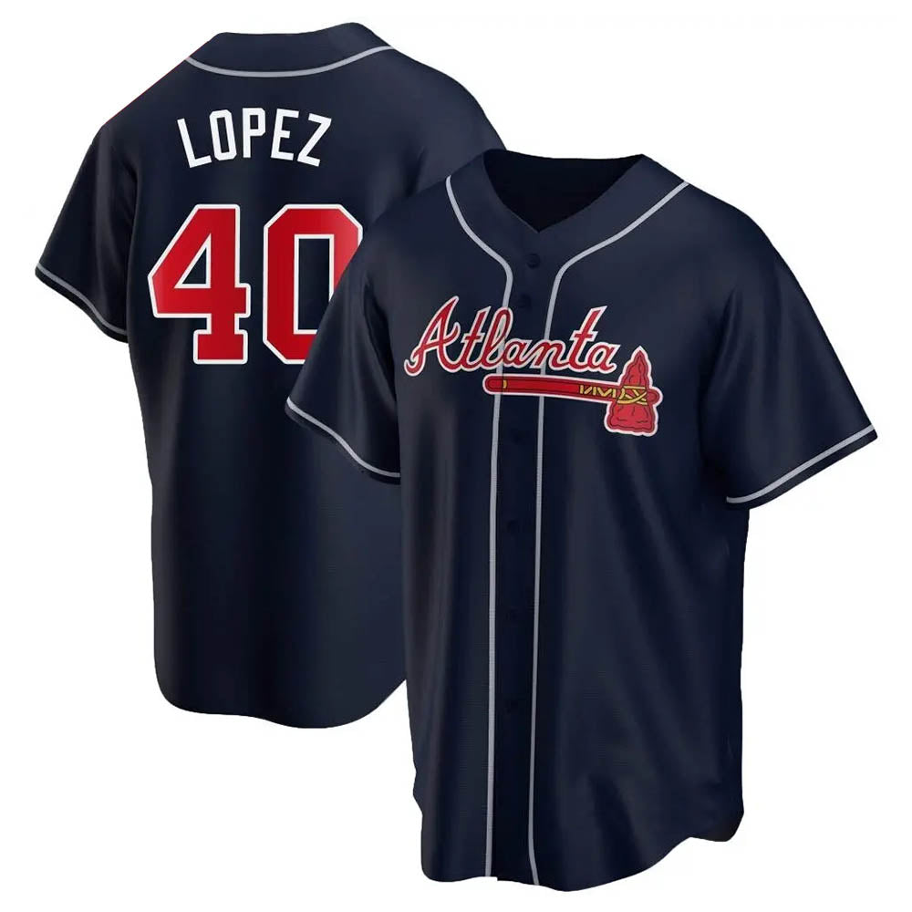 Vanessashop A.Braves #40 Reynaldo Lopez player Navy Replica Alternate Stitched Jerseys
