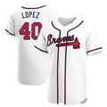 Vanessashop A.Braves #40 Reynaldo Lopez player White Authentic Home Stitched Jerseys