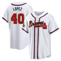 Vanessashop A.Braves #40 Reynaldo Lopez player White&Gold Replica Program Stitched Jerseys