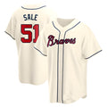 Vanessashop A.Braves #51 Chris Sale Player Cream Alternate Replica Stitched Jerseys