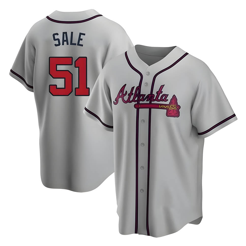 Vanessashop A.Braves #51 Chris Sale Player Gray City Connect Stitched Jerseys