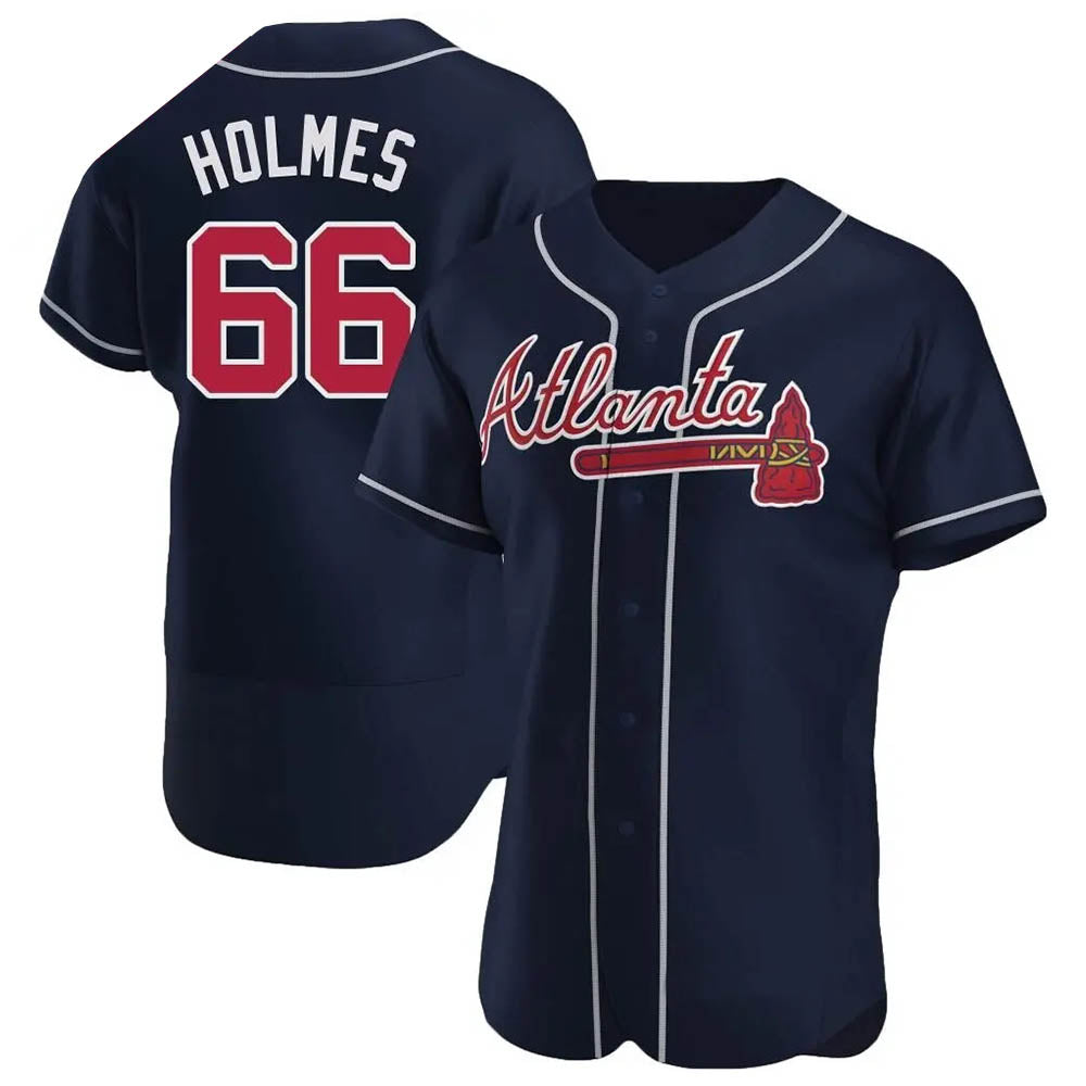 Vanessashop A.Braves #66 Grant Holmes Player Navy Authentic Alternate Stitched Jerseys