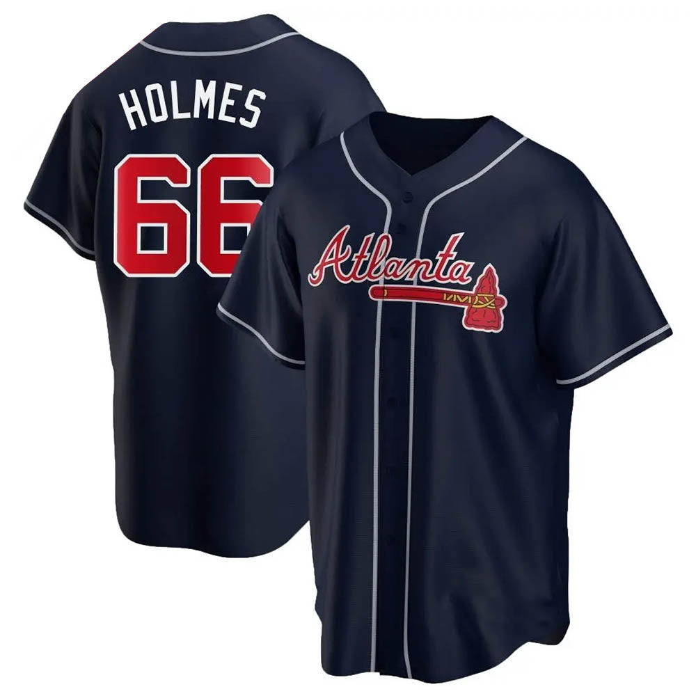Vanessashop A.Braves #66 Grant Holmes Player Navy Replica Alternate Stitched Jerseys