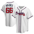 Vanessashop A.Braves #66 Grant Holmes Player White Replica Home Stitched Jerseys