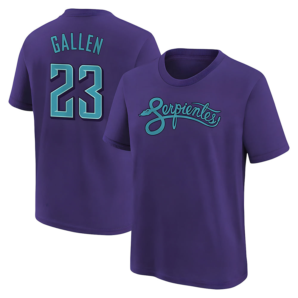 Vanessashop A.Diamondbacks #23 Zac Gallen Player Purple Fuse City Connect round collar T shirt Stitched Jerseys