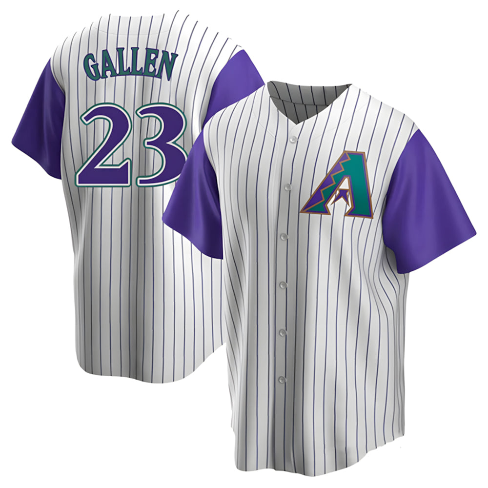 Vanessashop A.Diamondbacks #23 Zac Gallen Player White-Purple Replica Stitched Jerseys