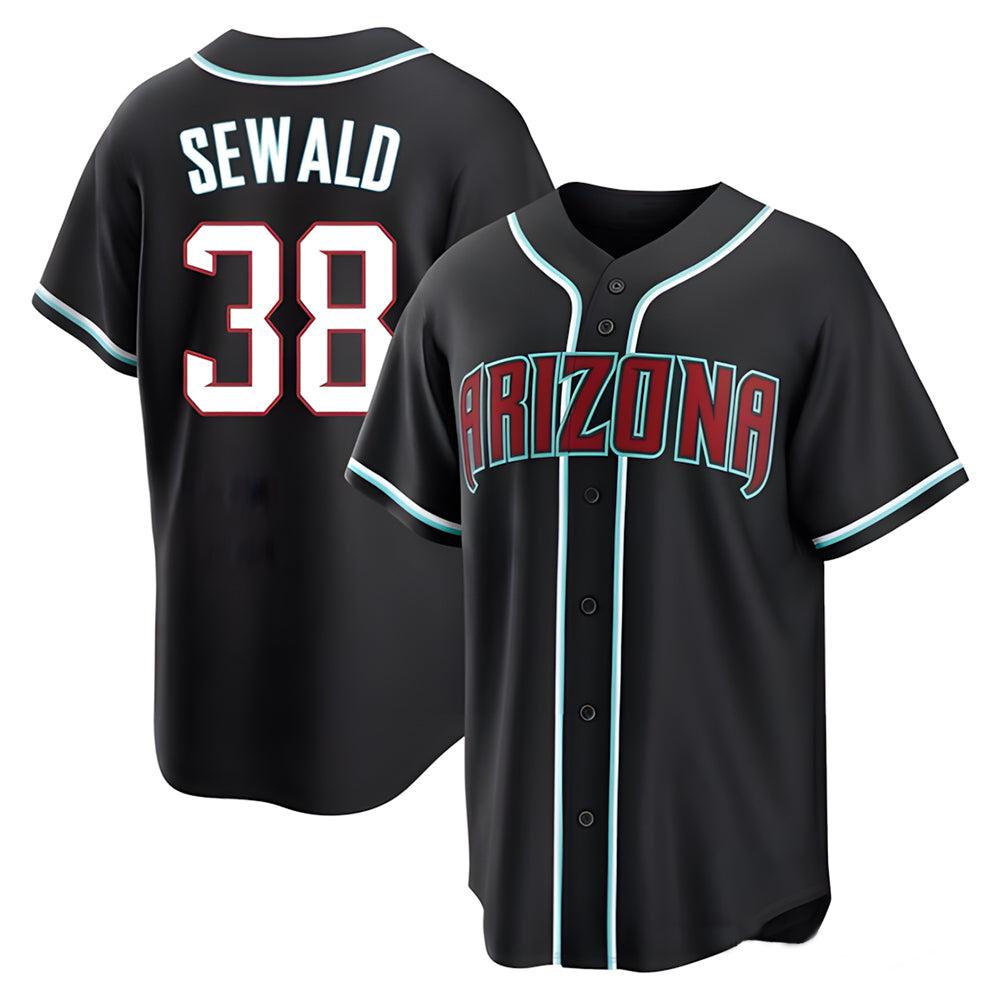 Vanessashop A.Diamondbacks #38 Paul Sewald Player  Black Replica Fashion Out Stitched Jersey