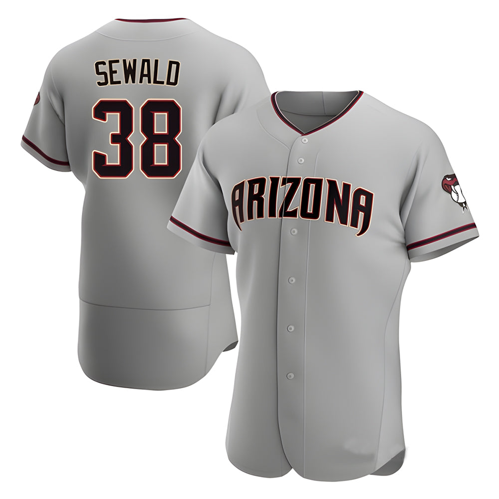Vanessashop A.Diamondbacks #38 Paul Sewald Player Gray Authentic Road Stitched Jersey