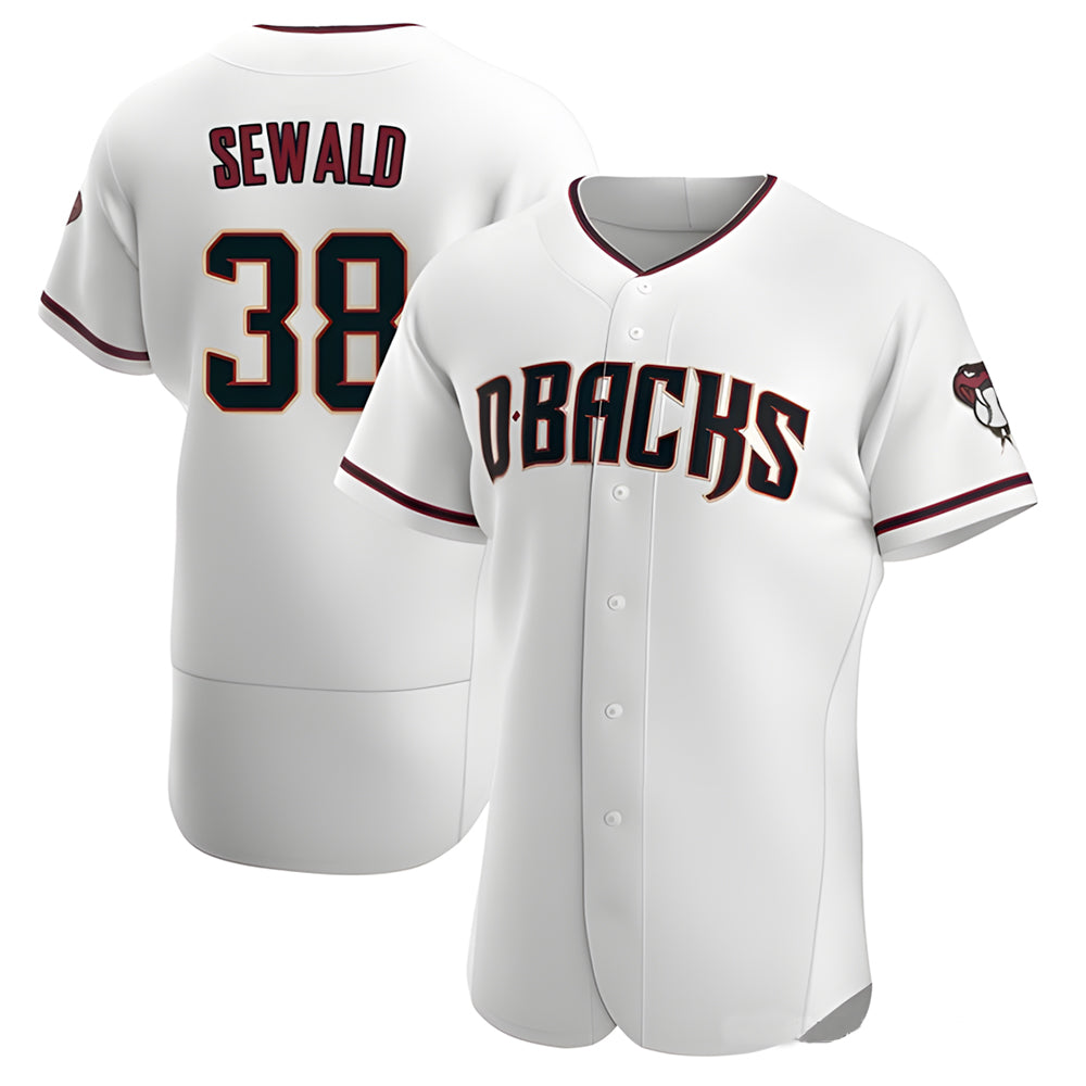 Vanessashop A.Diamondbacks #38 Paul Sewald Player White Authentic Crimson Home Stitched Jersey