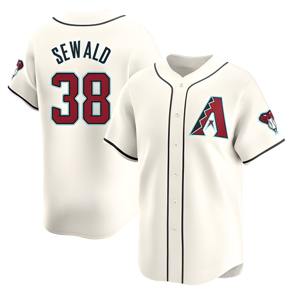 Vanessashop A.Diamondbacks #38 Paul Sewald Player White Limited Home Stitched Jersey