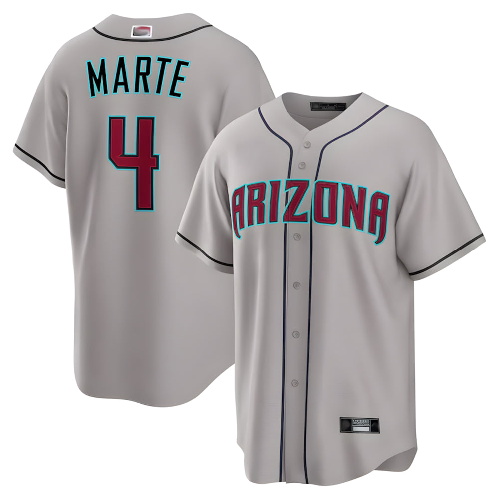 Vanessashop A.Diamondbacks #4 Ketel Marte Player Gray Home Game Stitched Jerseys