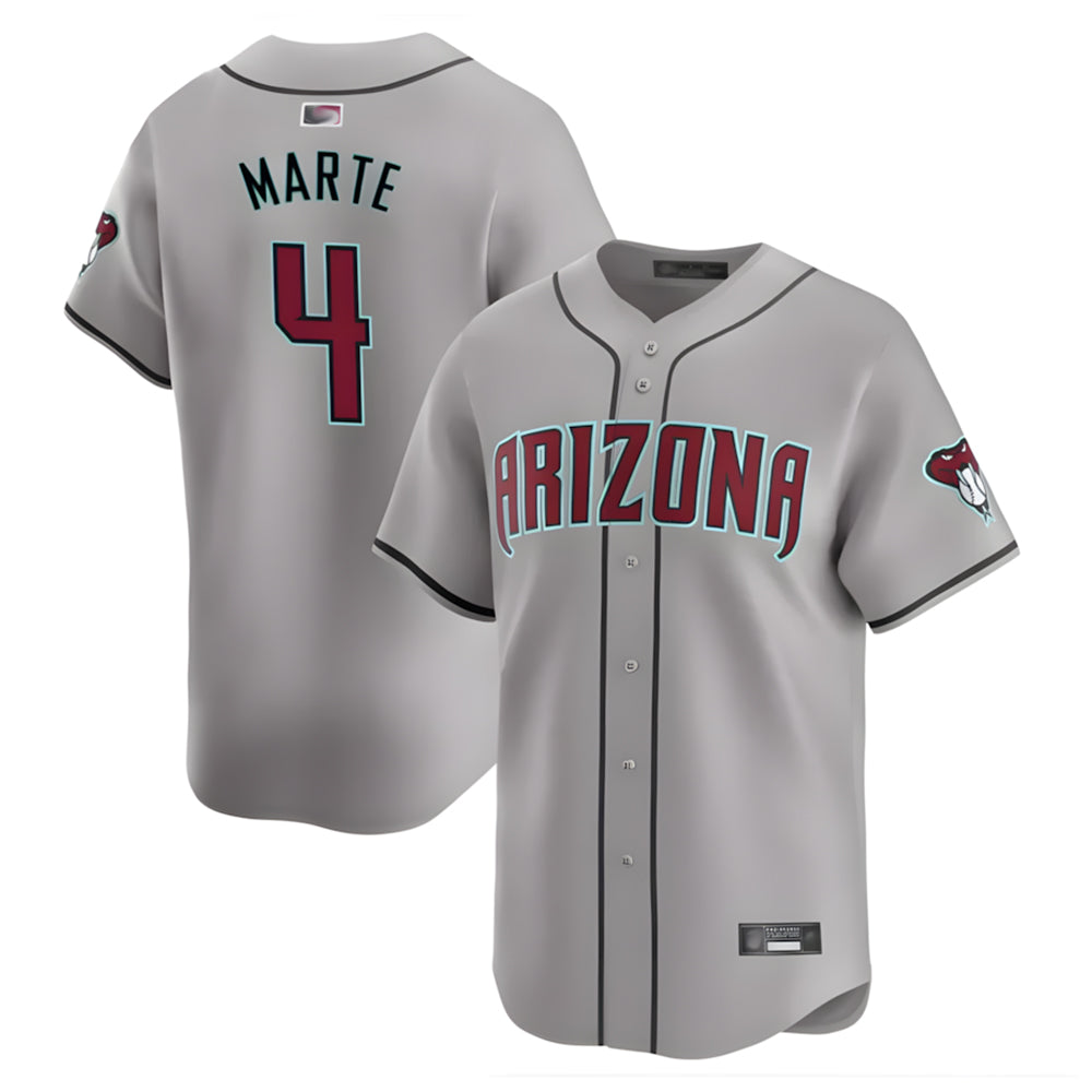 Vanessashop A.Diamondbacks #4 Ketel Marte Player Gray Replica Game Stitched Jerseys