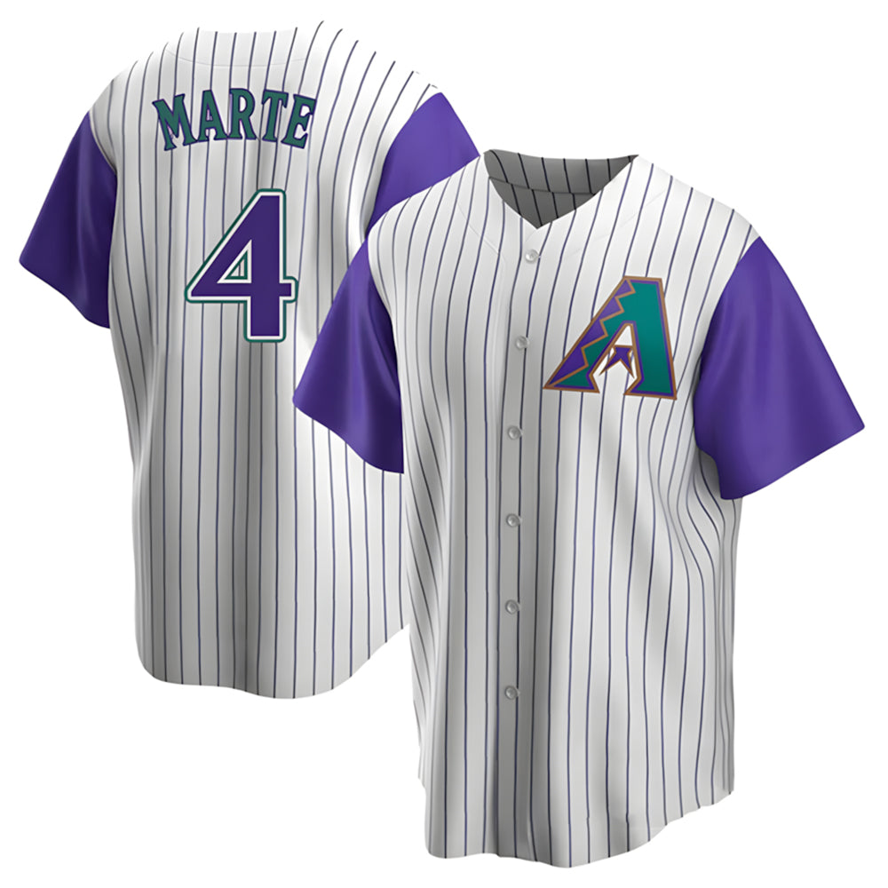 Vanessashop A.Diamondbacks #4 Ketel Marte Player White-Purple Limited Stitched Jerseys