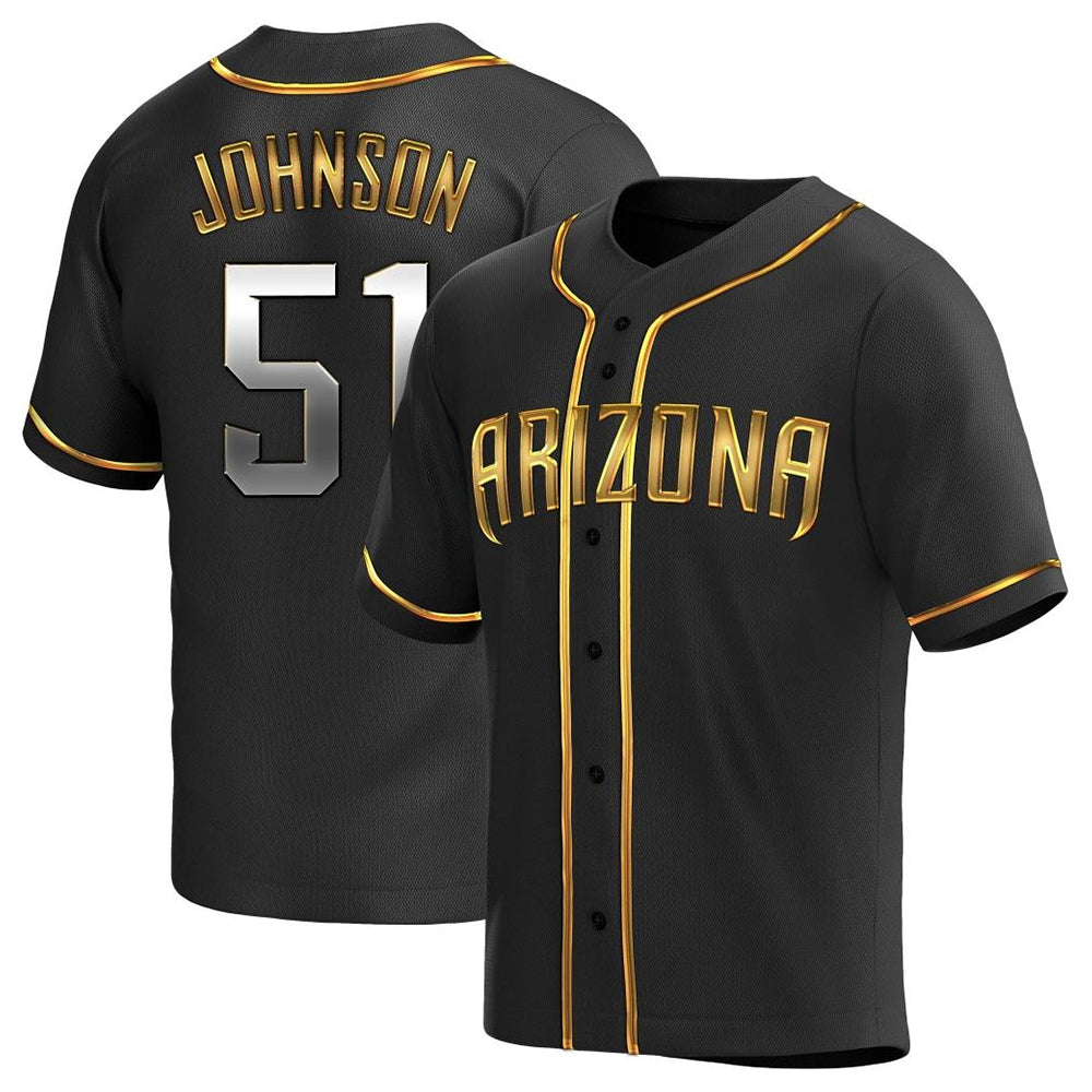 Vanessashop A.Diamondbacks #51 Randy Johnson Player Black Golden Replica Alternate Stitched Jerseys