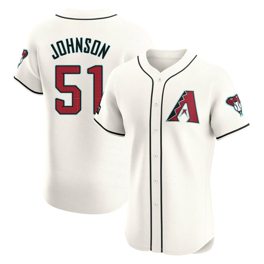 Vanessashop A.Diamondbacks #51 Randy Johnson Player Cream Elite Home Patch Stitched Jerseys