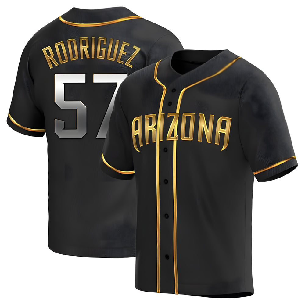 Vanessashop A.Diamondbacks #57 Eduardo Rodriguez Player Black Golden Replica Alternate Stitched Jersey
