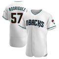 Vanessashop A.Diamondbacks #57 Eduardo Rodriguez Player White Teal Alternate Stitched Jersey
