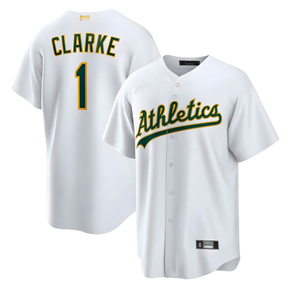 Vanessashop Athletics #1 Denzel Clarke player White Home 2026 Official Stitched Jersey