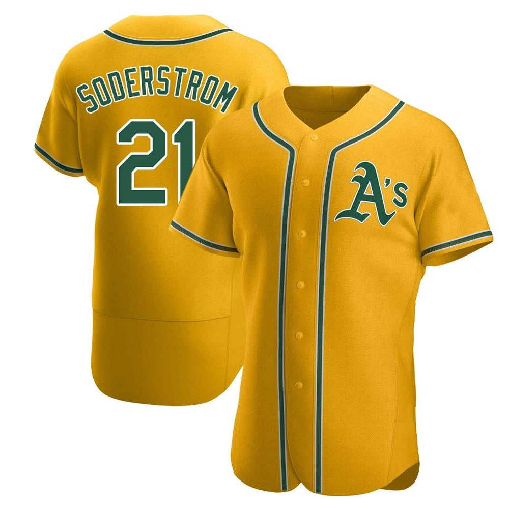 Vanessashop Athletics #21 Tyler Soderstrom Player Gold Authentic Alternate Stitched Jersey