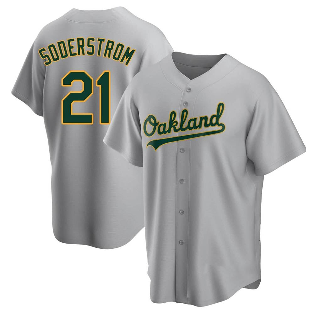 Vanessashop Athletics #21 Tyler Soderstrom Player Gray Replica Road Stitched Jersey