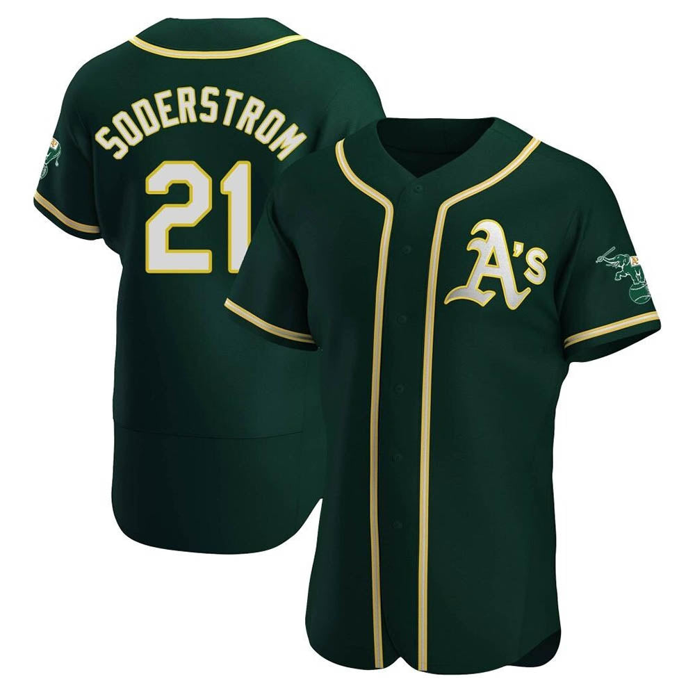 Vanessashop Athletics #21 Tyler Soderstrom Player Green Authentic Alternate Stitched Jersey