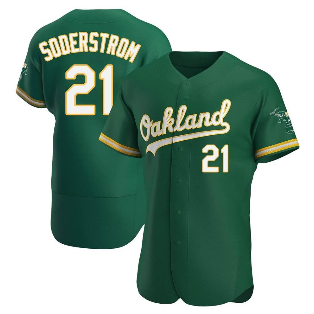 Vanessashop Athletics #21 Tyler Soderstrom Player Green Authentic Kelly Alternate Stitched Jersey
