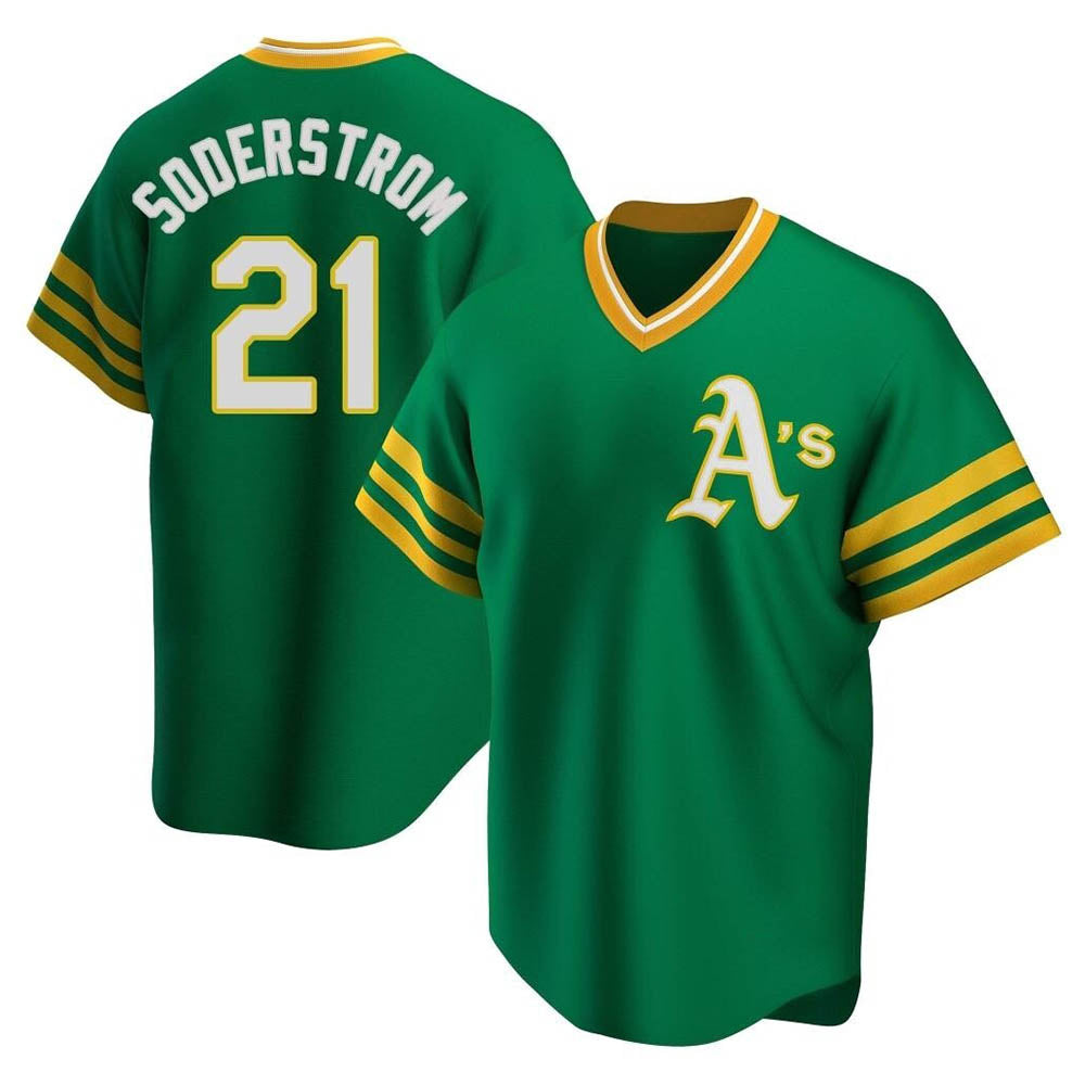 Vanessashop Athletics #21 Tyler Soderstrom Player Green Replica Cooperstown Collection Stitched Jersey