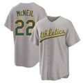 Vanessashop Athletics #22 Jeff McNeil player Gray Replica Away Stitched Jersey