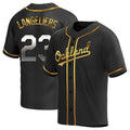 Vanessashop Athletics #23 Shea Langeliers Player Black Golden Replica Alternate Stitched Jerseys