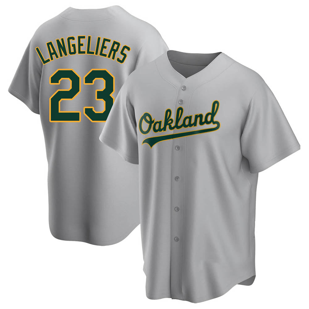 Vanessashop Athletics #23 Shea Langeliers Player Gray Replica Road Stitched Jerseys