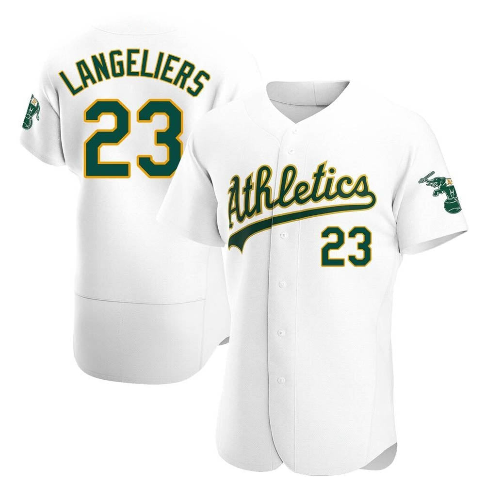 Vanessashop Athletics #23 Shea Langeliers Player White Authentic Home Stitched Jersey