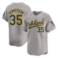 Vanessashop Athletics #35 Rickey Henderson Player Gray Limited Away Stitched Jersey