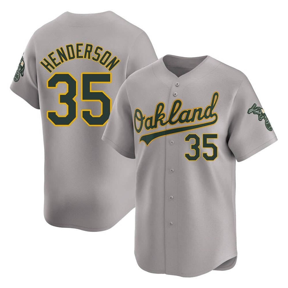 Vanessashop Athletics #35 Rickey Henderson Player Gray Limited Away Stitched Jersey