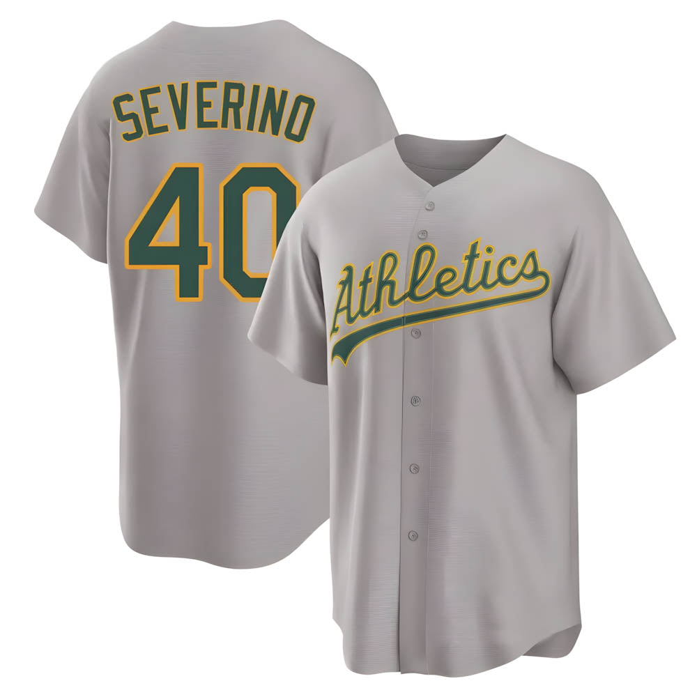 Vanessashop Athletics #40 Luis Severino player Gray Replica Away Stitched Jersey