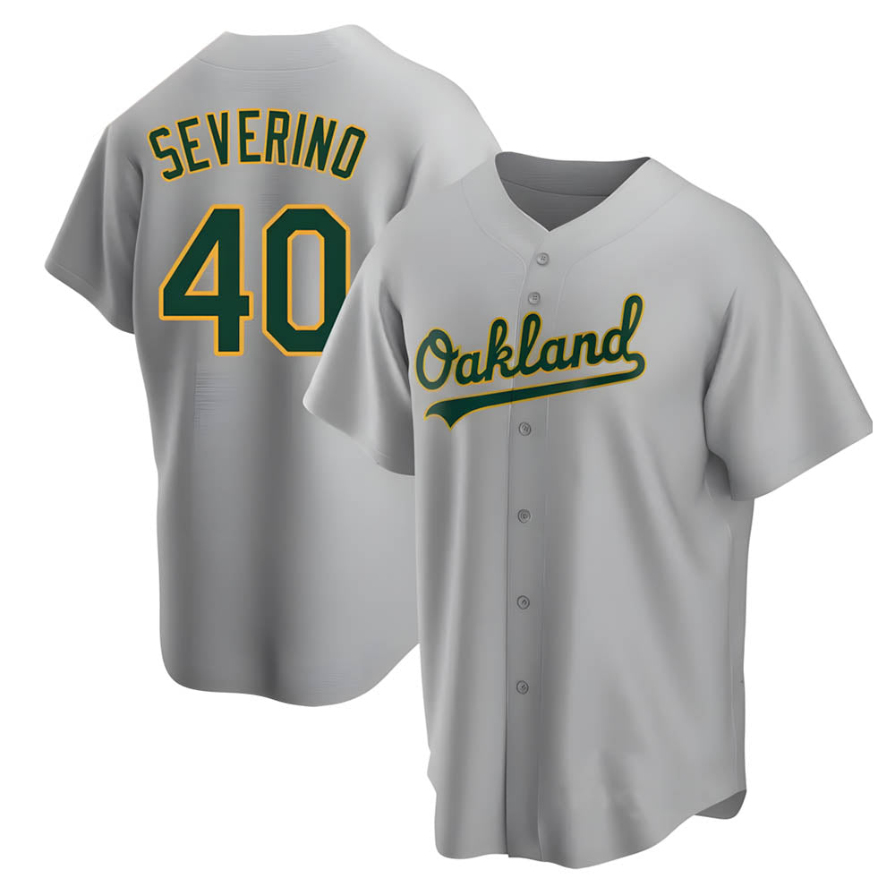 Vanessashop Athletics #40 Luis Severino player Gray Replica Road Stitched Jersey