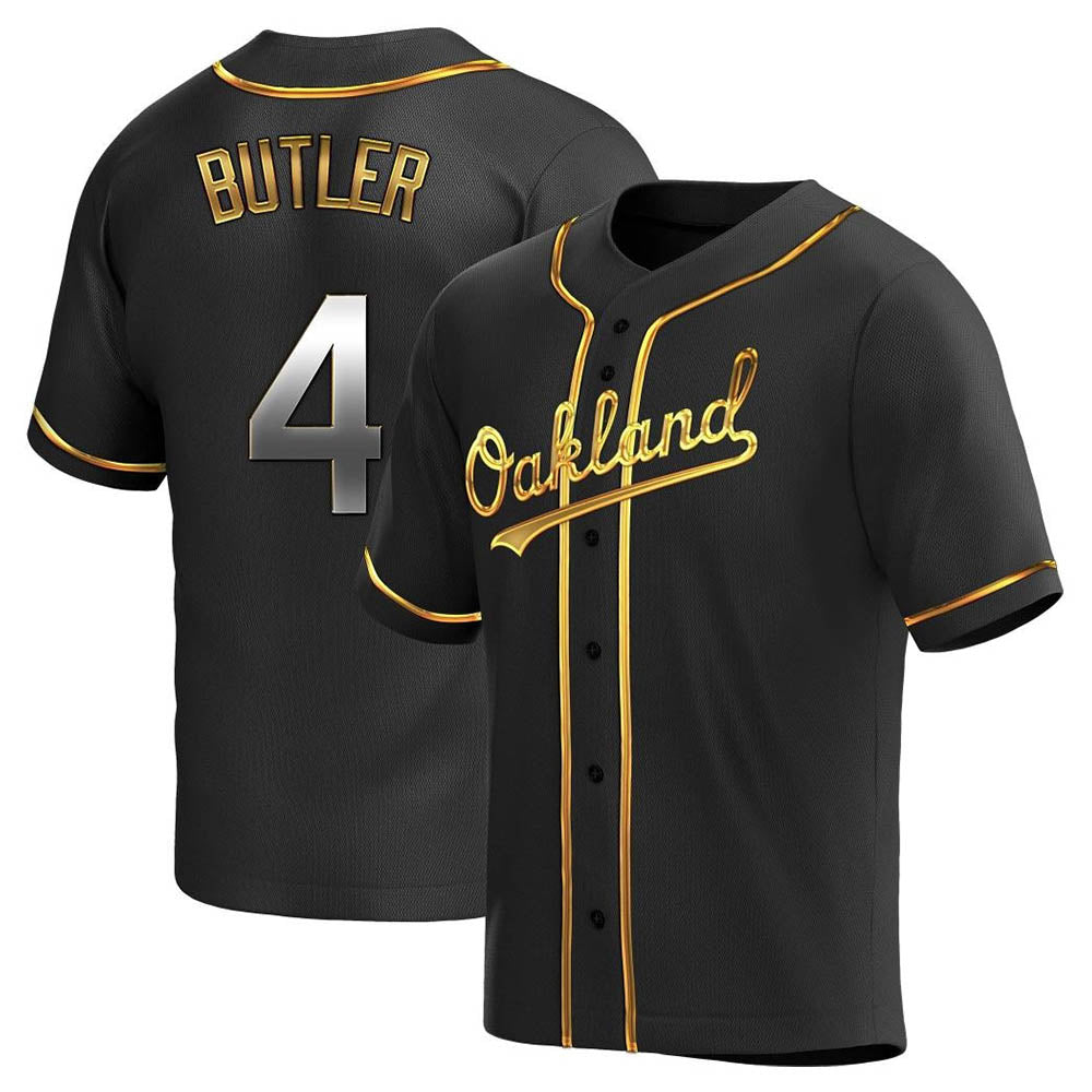Vanessashop Athletics #4 Lawrence Butler player Black Golden Replica Alternate Stitched Jersey
