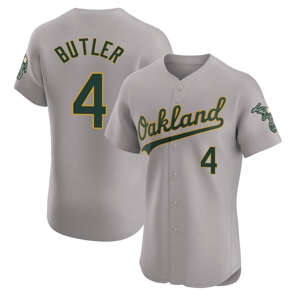 Vanessashop Athletics #4 Lawrence Butler player Gray Elite Road Stitched Jersey