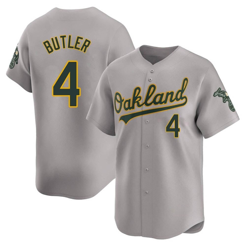 Vanessashop Athletics #4 Lawrence Butler player Gray Limited Away Stitched Jersey