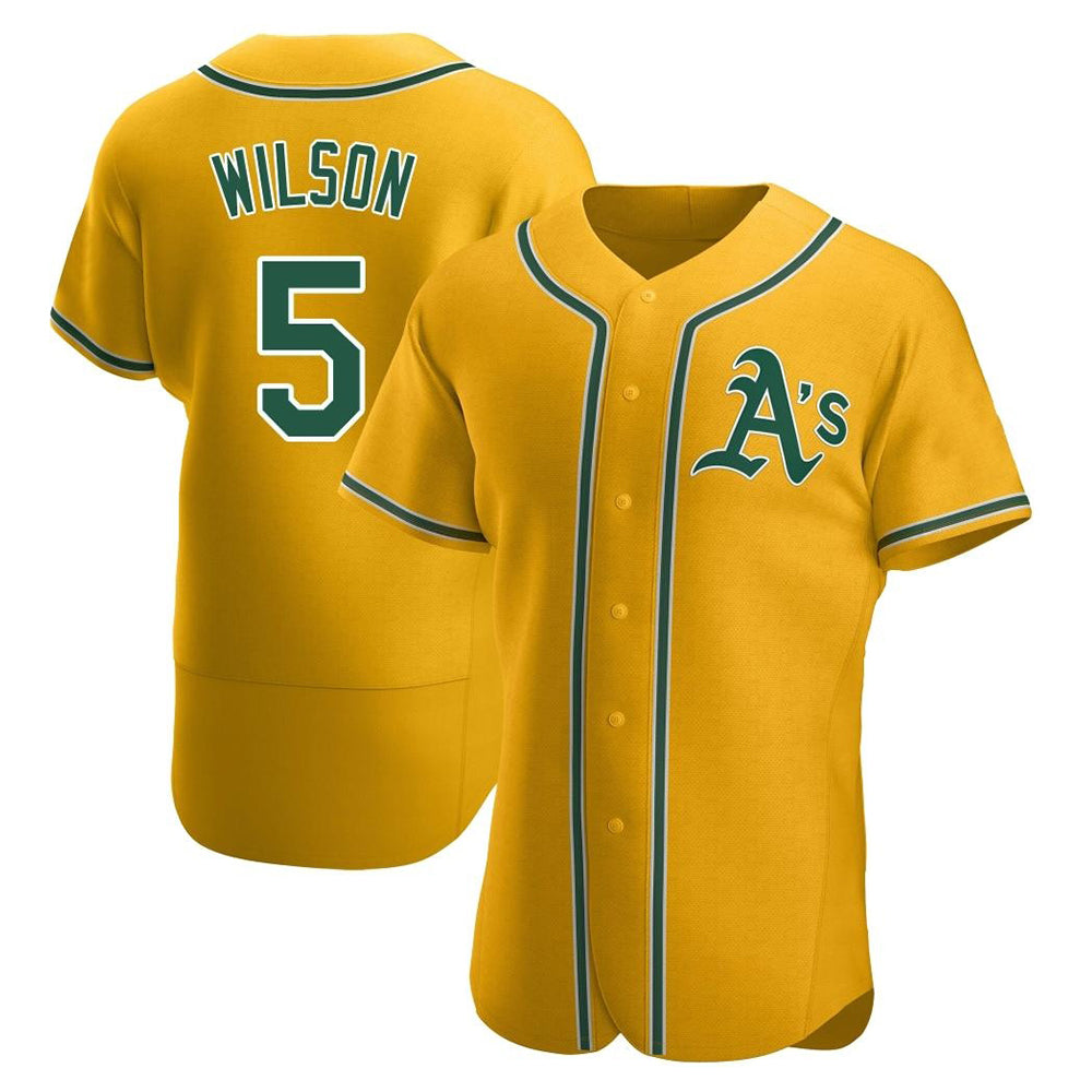 Vanessashop Athletics #5 Jacob Wilson Gold Authentic Alternate Stitched Jersey
